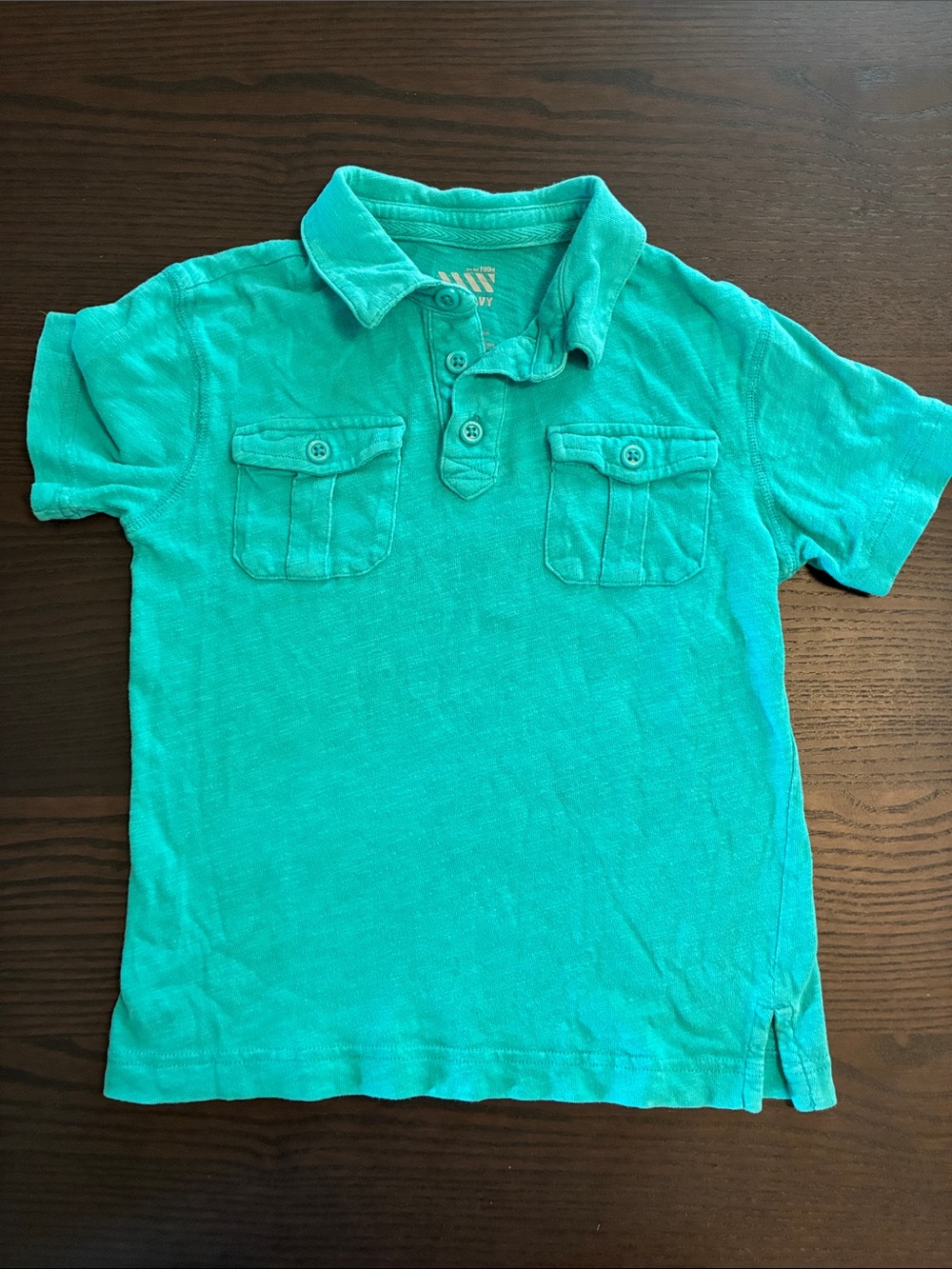 Old Navy Teal Green Kids Polo with Double Chest Pockets